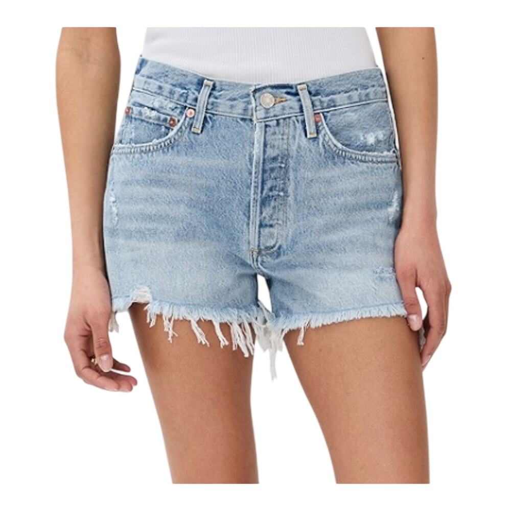 Agolde Distressed Blue Parker Cutoff Shorts Size 24